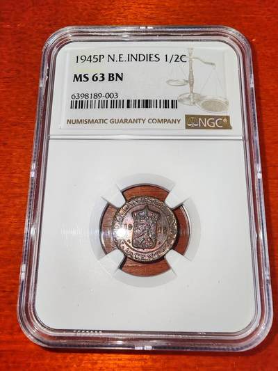 长老汇蛇年精选第二十二场拍卖 - 1945荷属东印度1/2分铜币，NGC MS63BN，唯一季军，更高2枚
