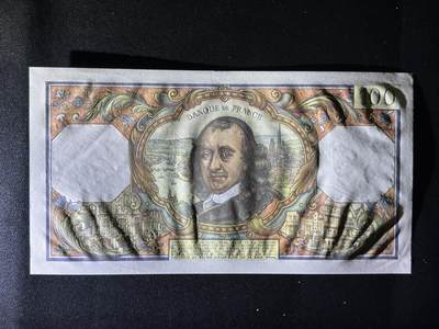 《外钞收藏家》第五百四十七期（本期稀少裸币、刀币、精品评级）（本平台长期征集拍品、欢迎藏友们联系合作） 1976年法国100法郎 全新UNC 高乃伊 无47