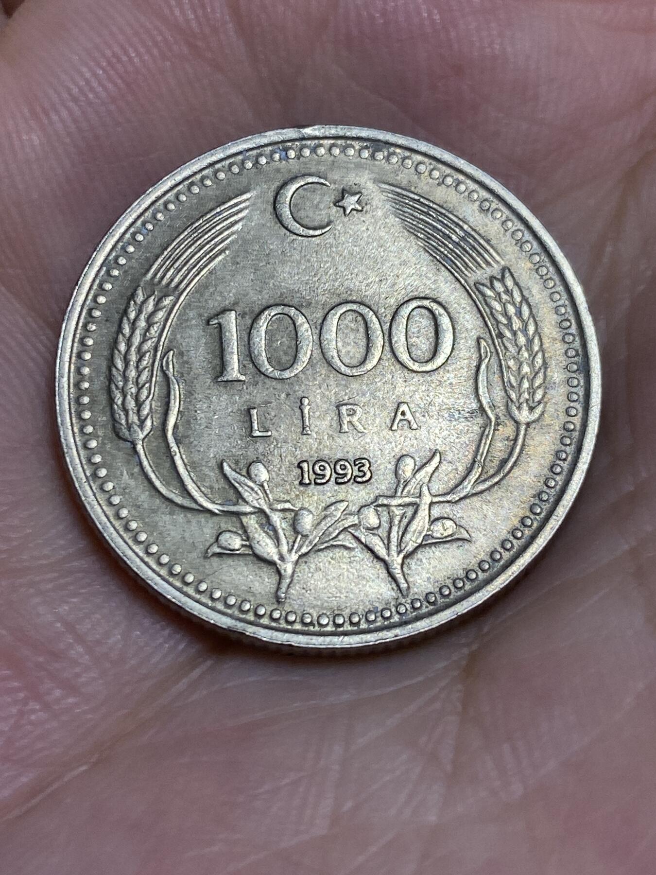 2025年第六十七场(总第九十三场）外国好品散币(免佣金) 土耳其🇹🇷1993年1000里拉(铜镍锌材质大尺寸版)
