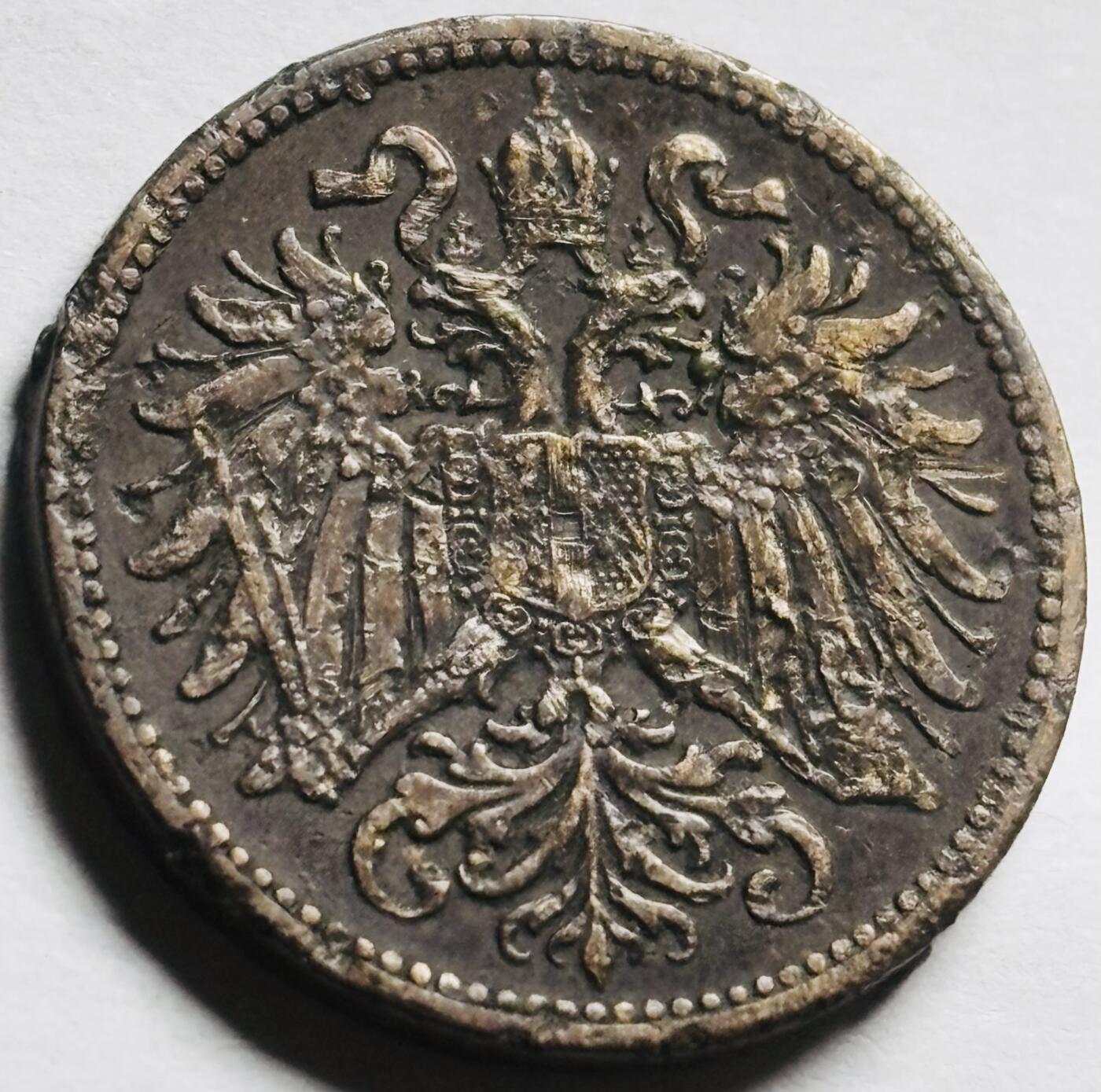 文馨钱币收藏第 260 场，长期征集精品老铜币，银币 1910 年奥地利双头鹰 2 赫拉铜币