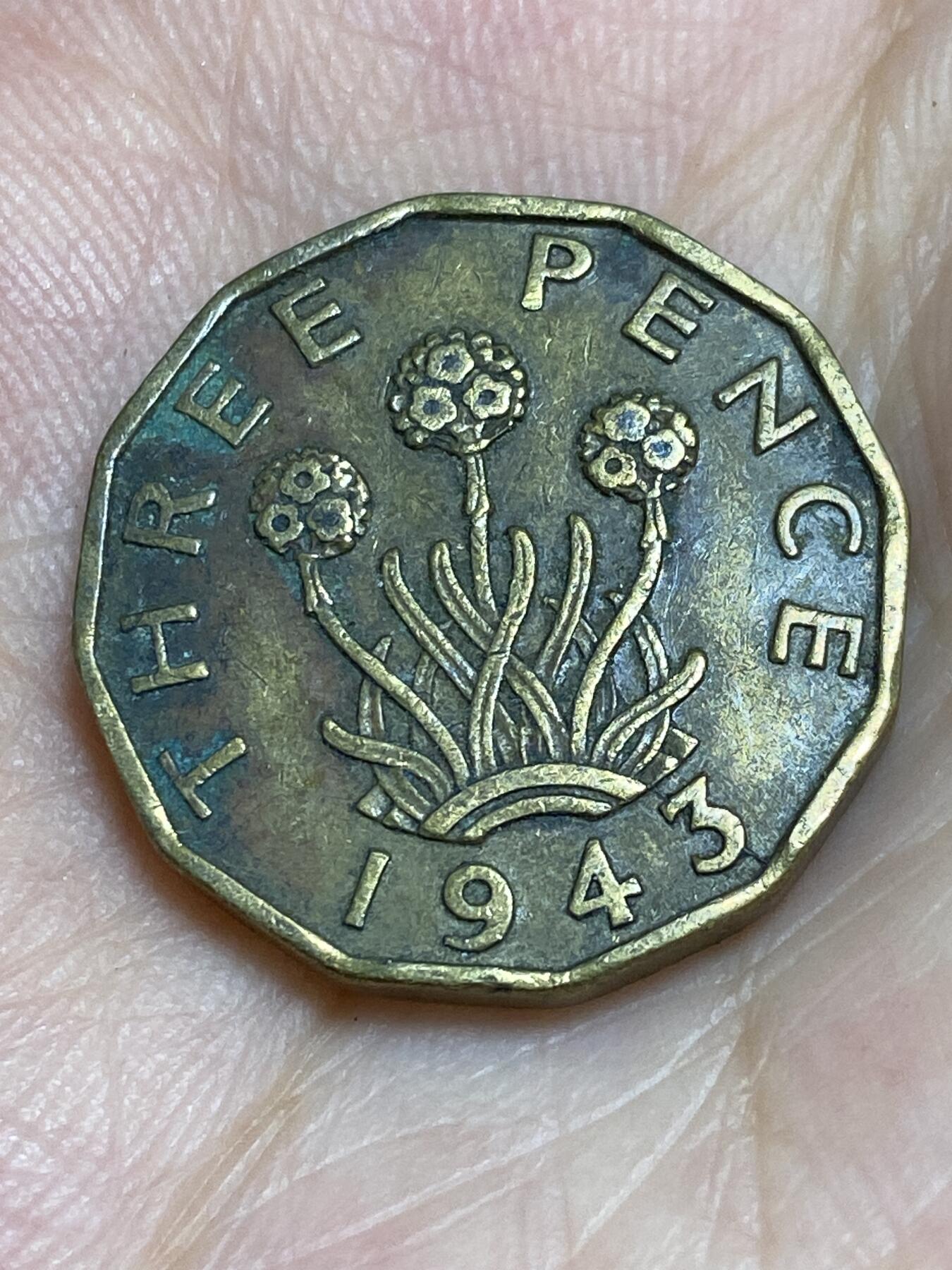 2025年第六十七场(总第九十三场）外国好品散币(免佣金) 英国🇬🇧1943年3便士(乔治六世第一版，印度皇帝加字版)