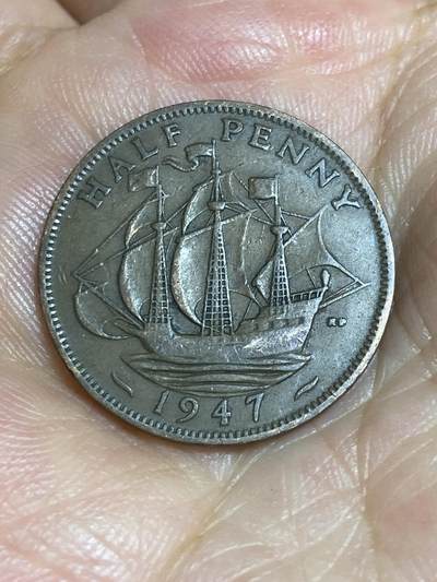 2025年第六十七场(总第九十三场）外国好品散币(免佣金) - 英国🇬🇧1947年半便士(乔治六世第一版，印度皇帝加字版)