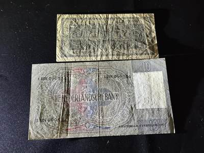 《外钞收藏家》第五百四十七期（本期稀少裸币、刀币、精品评级）（本平台长期征集拍品、欢迎藏友们联系合作） 1949年荷兰2.5和10盾 两张一起 非全新 品相如图