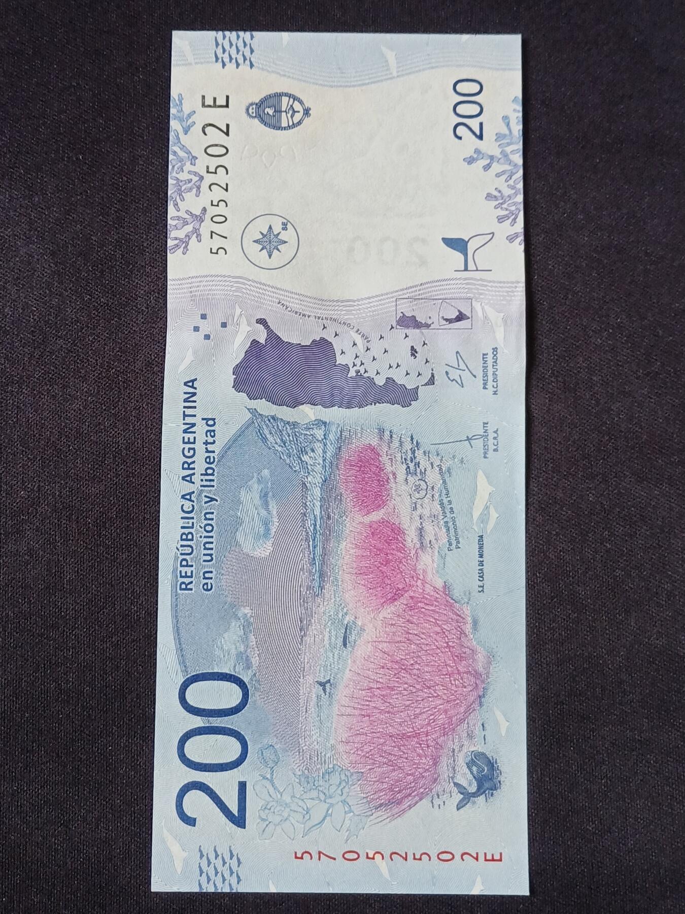 【游宝拍卖】乙巳蛇年57期 周日集拍 精品获奖竖版钞 阿根廷-200比索【动物版 全新UNC】