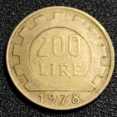 泉币菌-第53场-精品场 - 意大利1978年200里拉 丰收女神 齿轮 铝青铜币 外国硬币 24mm 