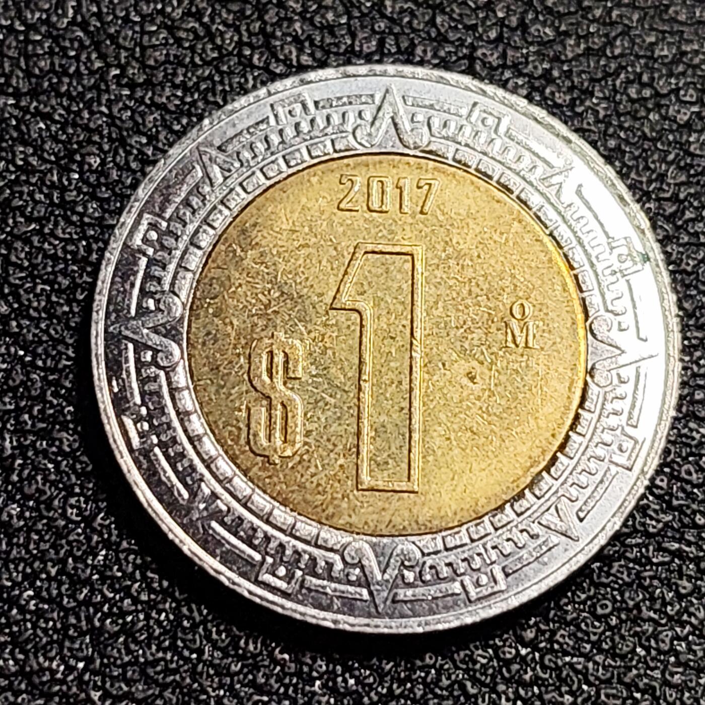 泉币菌-第53场-精品场 墨西哥1比索双色币 鹰蛇图案 玛雅文化