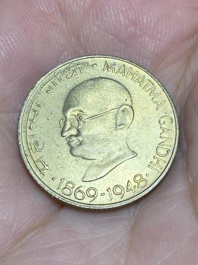 2025年第六十六场(总第九十二场）外国好品散币(免佣金) - 印度🇮🇳1969单年份年20派沙(B版钻石标，孟买造，圣雄甘地诞辰100周年纪念币)