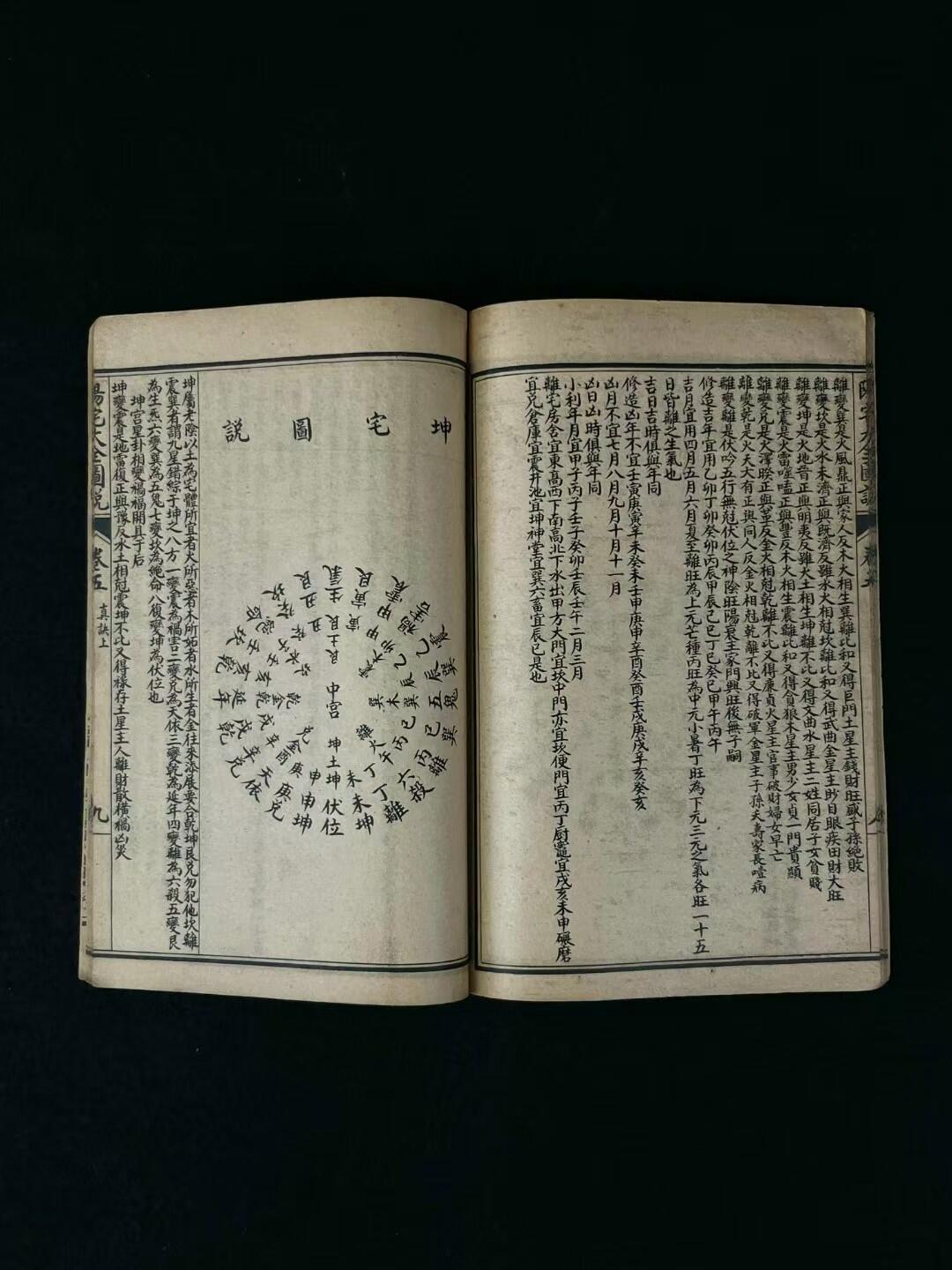 清末江东书局【陽宅大全 第一善本】全册四册共十卷，保存完整无缺页，其含八宅四书、阳宅真决丶阳宅神授经等图文内容，单页尺寸20/13.5厘米，保老保全、品相如图！