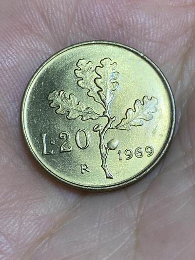 2025年第六十七场(总第九十三场）外国好品散币(免佣金) - 原光好品–意大利🇮🇹1969年20里拉(光边版早期年份)
