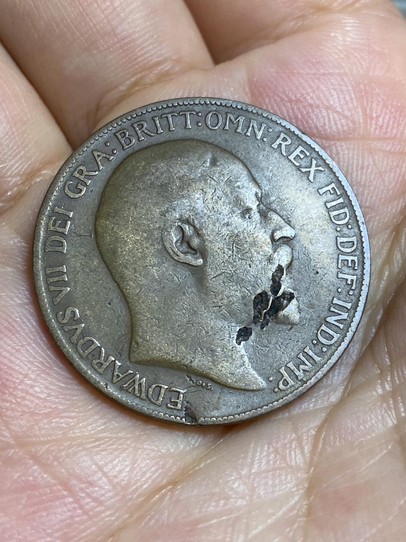 2025年第六十七场(总第九十三场）外国好品散币(免佣金) 英国🇬🇧1908年1便士(爱德华七世时期，有戳记)