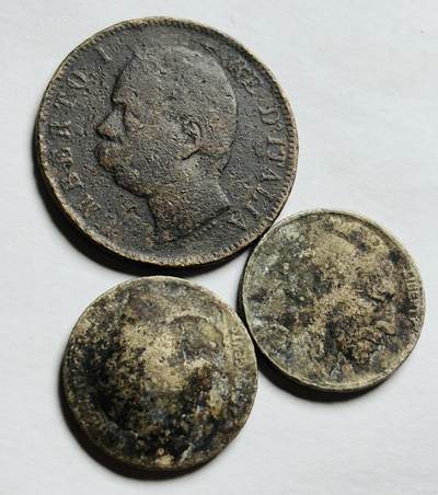 文馨钱币收藏第 260 场，长期征集精品老铜币，银币 - 瑕疵意大利 1897 十分，美国野牛一对