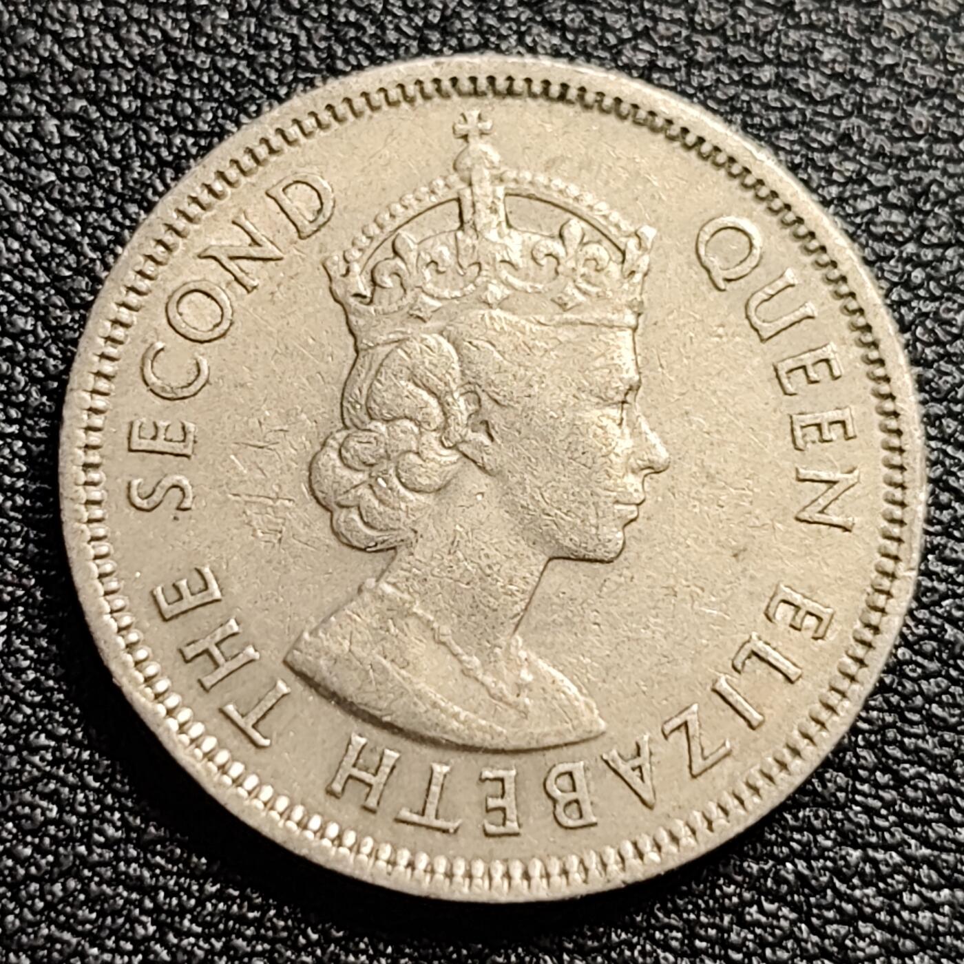 泉币菌-第54场-各国散币场 美品 英属1964年 香港 伍毫镍币 伊丽莎白二世