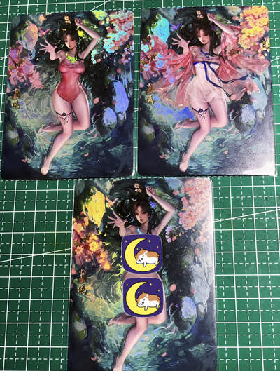 显眼宝23期 都是自己玩的卡 - 卡颜月色卡牌  原创风雅颂系列人物艺术卡，息嫣共3张   折光彩闪   大卡尺寸  63*88