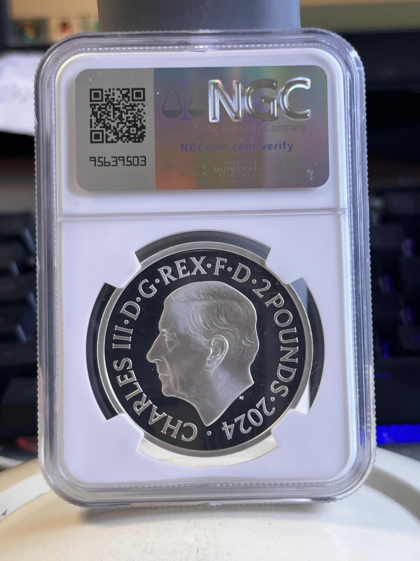 第166期拍卖【长期征集拍品】 英国2024年发行十二生肖龙年精制纪念银币NGC-PF70首无原盒证书，999银，1盎司，发行3898枚