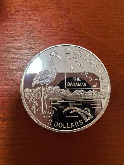 长老汇蛇年精选第二十三场拍卖 1996巴哈马保护我们的世界2元精制银币，23.3克925银