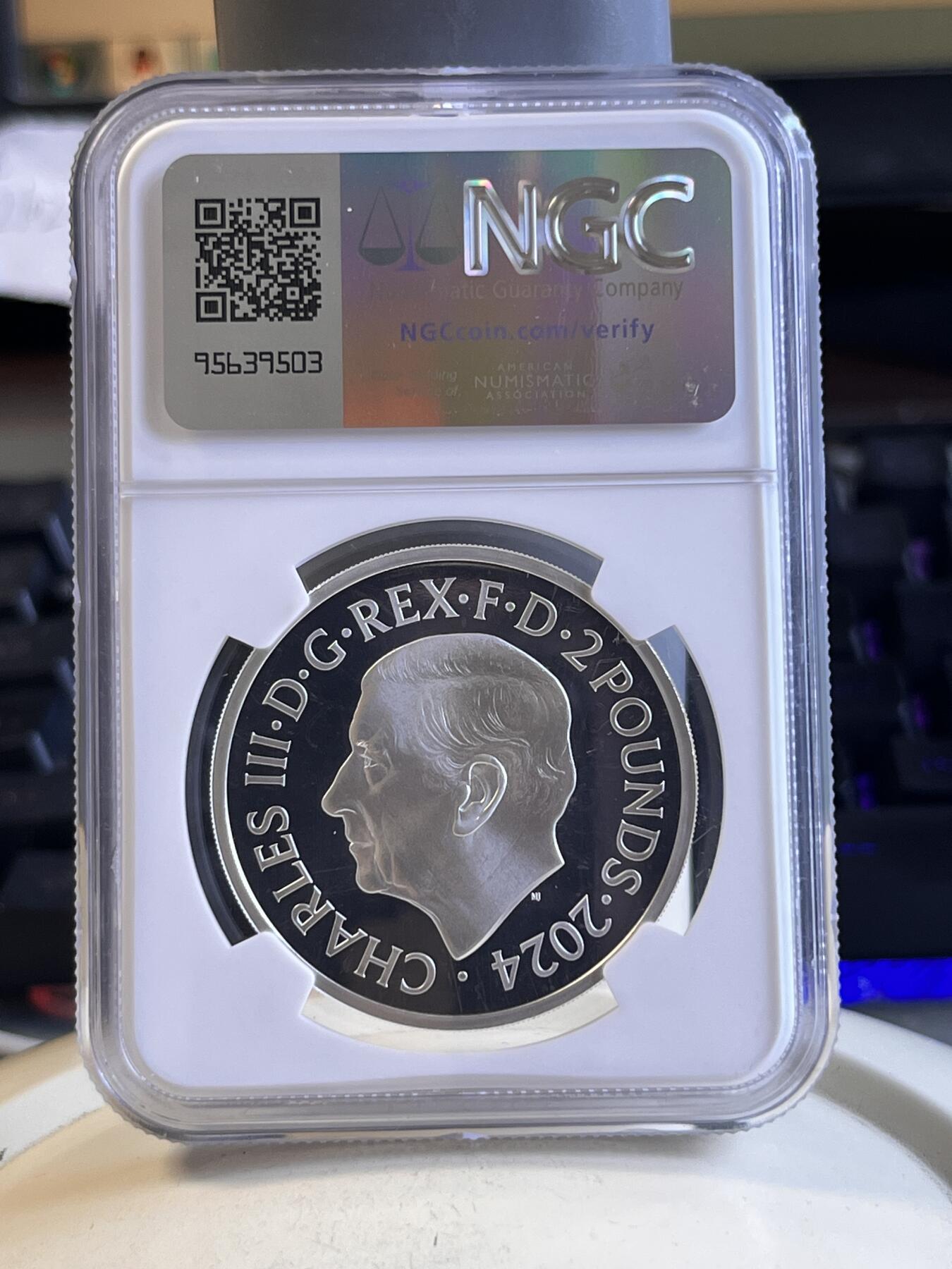 第166期拍卖【长期征集拍品】 英国2024年发行十二生肖龙年精制纪念银币NGC-PF70首无原盒证书，999银，1盎司，发行3898枚