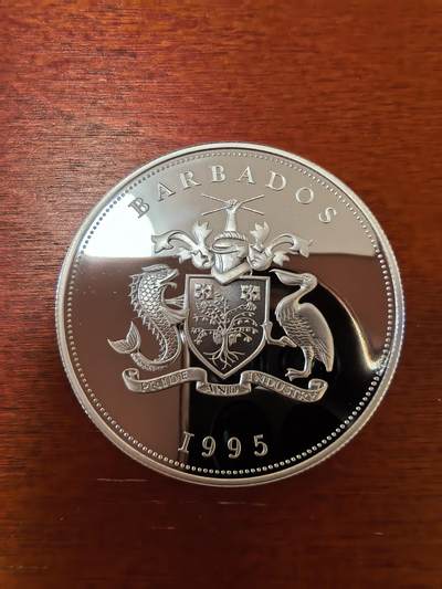 长老汇蛇年精选第二十三场拍卖 1995巴巴多斯联合国成立五十周年5元精制银币，28.28克925银