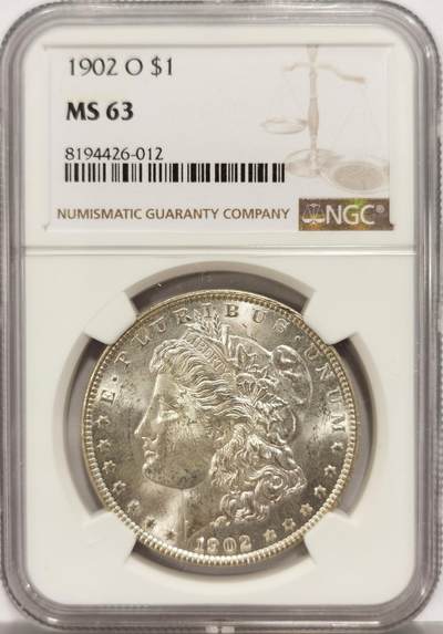 博洋堂世界钱币拍卖第131期（全场包邮） - NGC MS63 美国1902年O版摩根银币，币面干净利落，非常漂亮