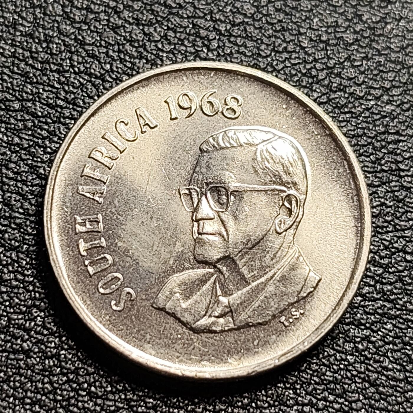 泉币菌-第54场-各国散币场 原光美品 南非1968年10分硬币 南非荷兰语版本 芦荟