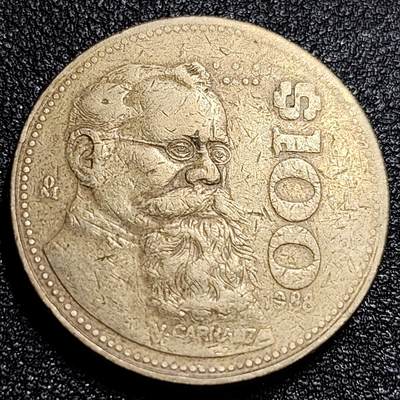 泉币菌-第55场-各国散币场 - 墨西哥1988年100比索铜币，第1任立宪总统卡兰萨，26mm，厚重币