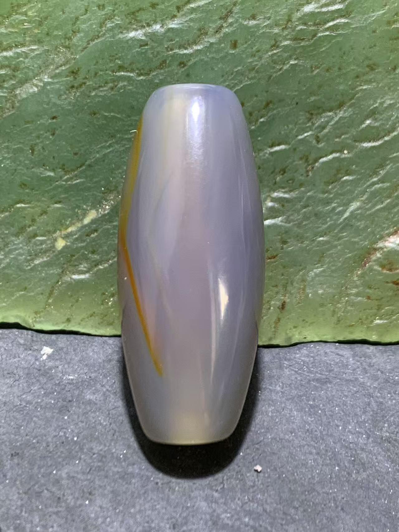 五行补金必备！天然高玉化巴西玛瑙桶珠一颗，单颗精品文玩珠宝