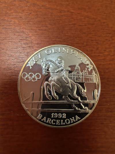 长老汇蛇年精选第二十三场拍卖 1990安道尔巴塞罗那奥运会马术20第纳尔精制银币，16克925银