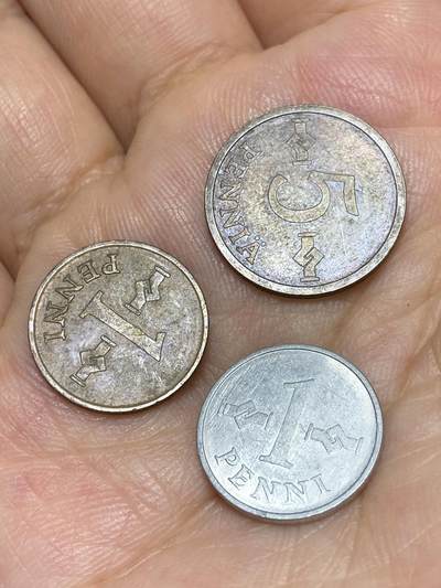 2025年第六十七场(总第九十三场）外国好品散币(免佣金) - 芬兰🇫🇮3枚：1967年、1974年1盆尼，1975年5盆尼