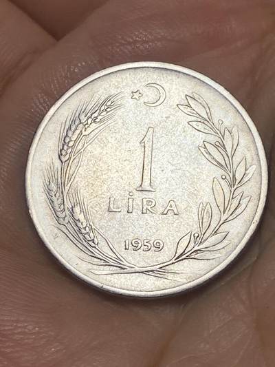 2025年第六十八场(总第九十四场）外国好品散币(免佣金) - 土耳其🇹🇷1959年1里拉(第五套第二版，合金钢材质8g)