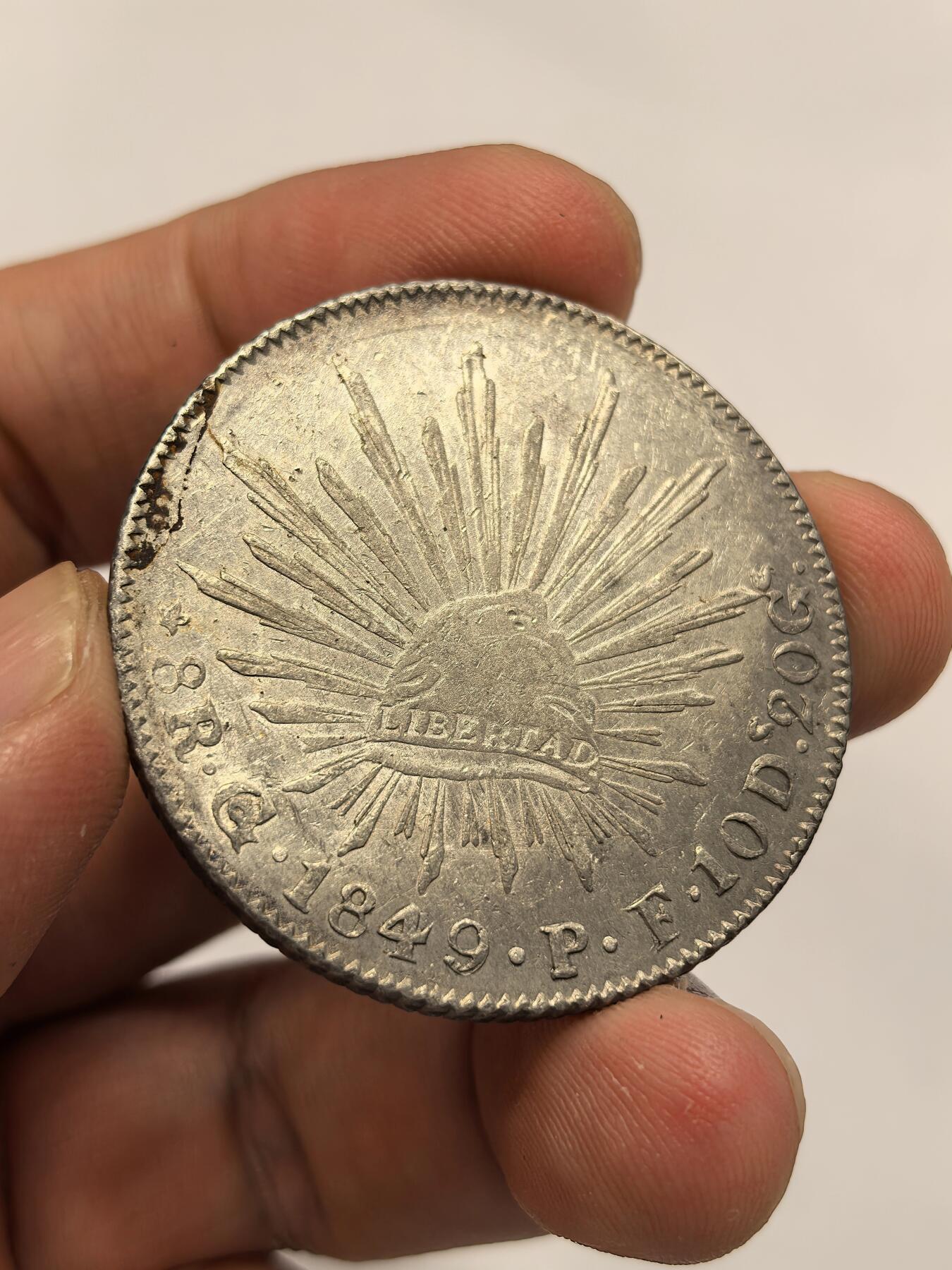 博洋堂世界钱币拍卖第131期（全场包邮） 墨西哥花边鹰洋 GO1849 8里亚尔 原味早期 UNC品质