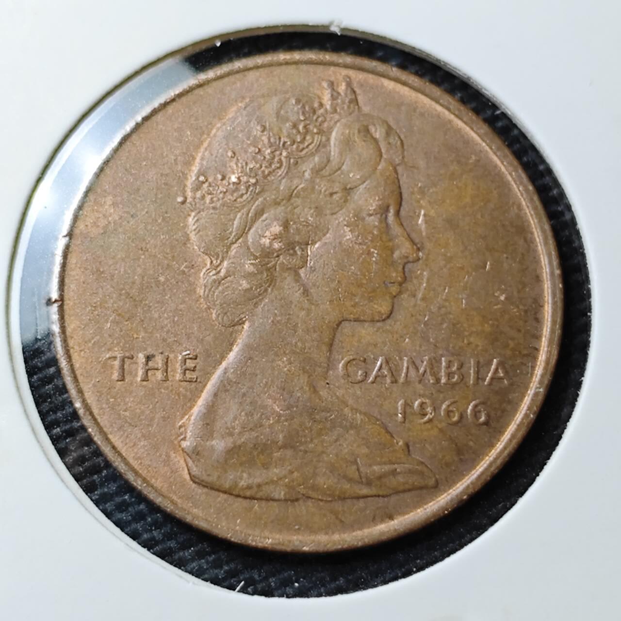 KK钱币收藏小铺 第308期 2月预留时间 周末发货 1966英属冈比亚1便士铜币