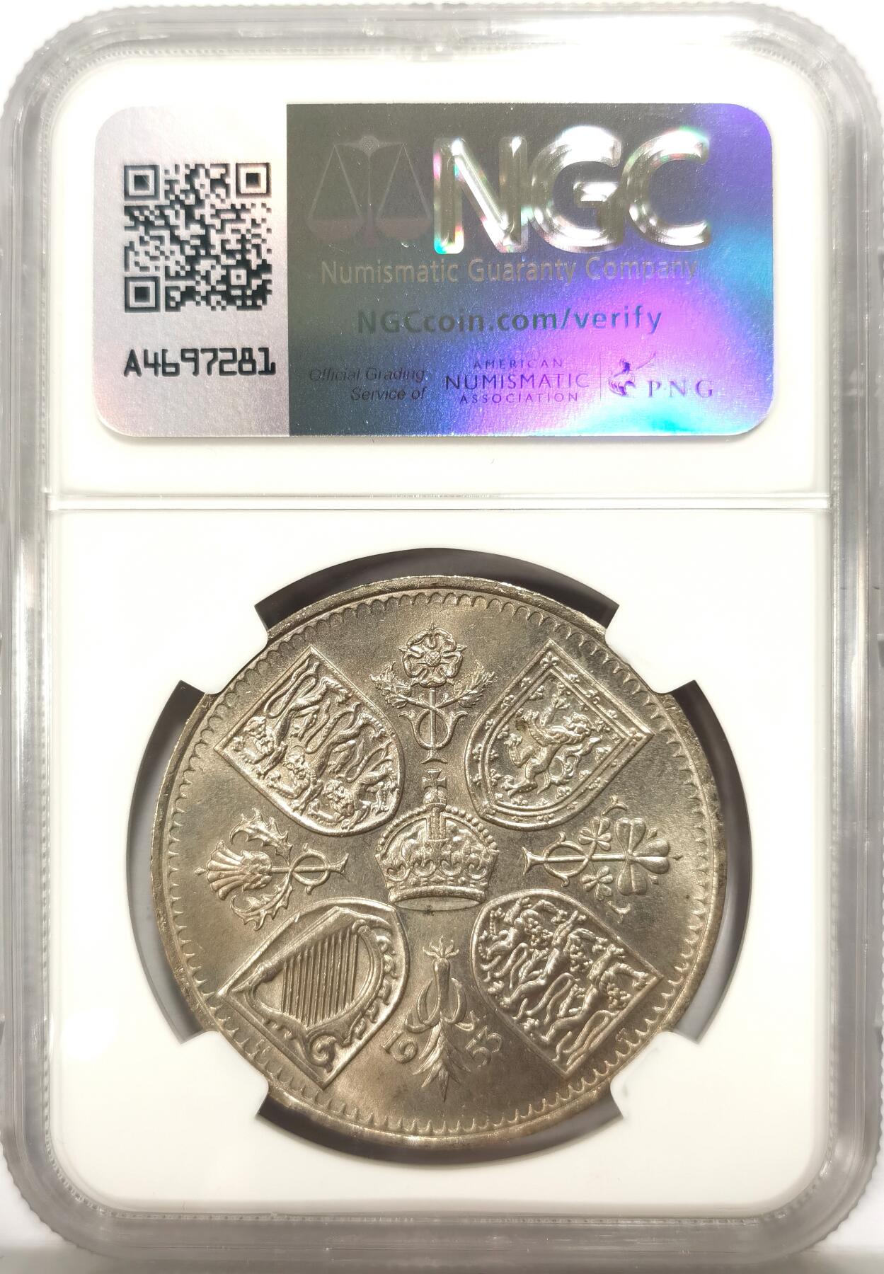 博洋堂世界钱币拍卖第131期（全场包邮） NGC MS65 英国1953年伊丽莎白二世登基纪念克朗
