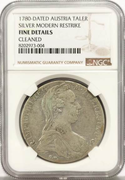 博洋堂世界钱币拍卖第131期（全场包邮） - NGC Fine 奥匈帝国1780大奶妈，早期后铸双须版