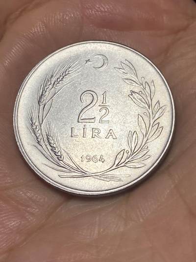 2025年第六十八场(总第九十四场）外国好品散币(免佣金) - 土耳其🇹🇷1964年2.5里拉(第五套第一版，合金钢材质12g)