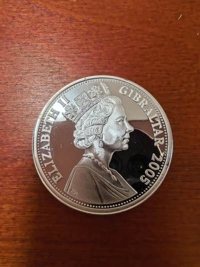 长老汇蛇年精选第二十三场拍卖 2005直布罗陀特拉法加战役5镑精制银币，28.28克925银，克书60美金