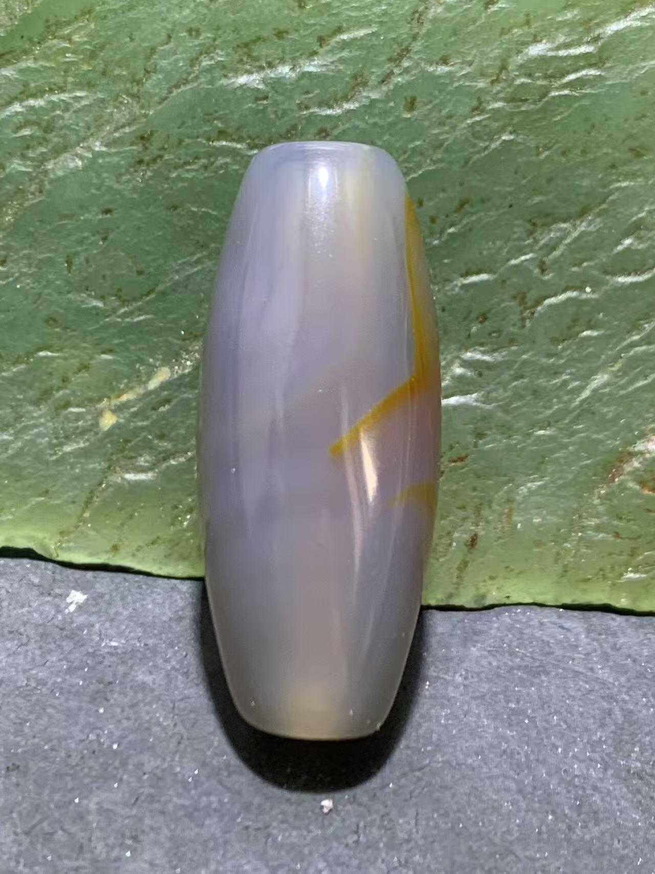 五行补金必备！天然高玉化巴西玛瑙桶珠一颗，单颗精品文玩珠宝