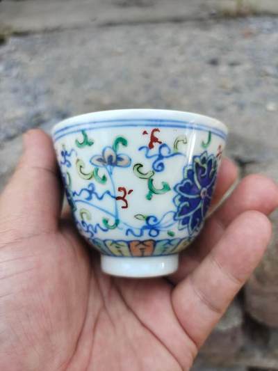 清末民国斗彩杯子一个，画工好，瓷好，完整漂亮 - 清末民国斗彩杯子一个，画工好，瓷好，完整漂亮