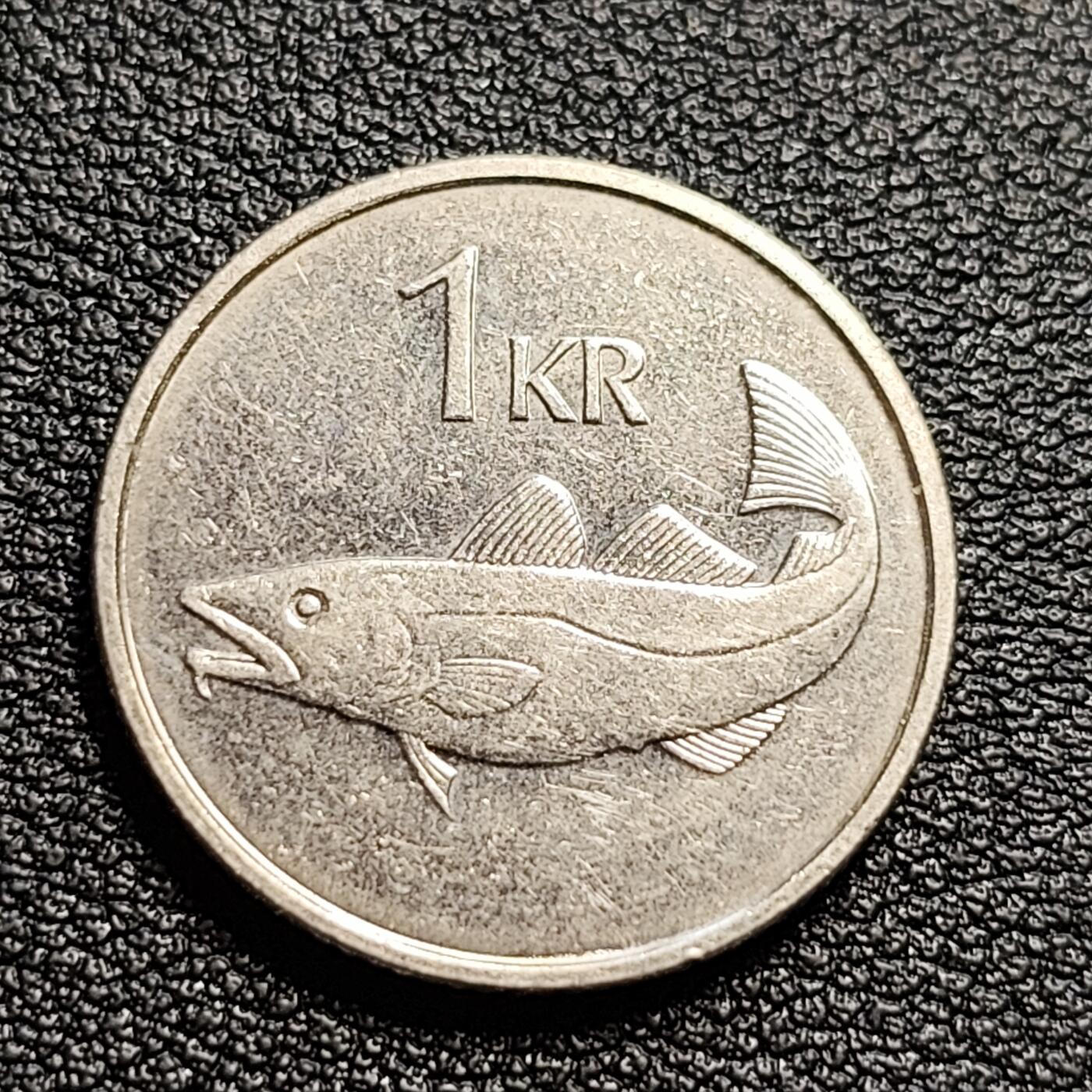 泉币菌-第54场-各国散币场 冰岛1克朗 大西洋鳕鱼 守护神 21.5mm