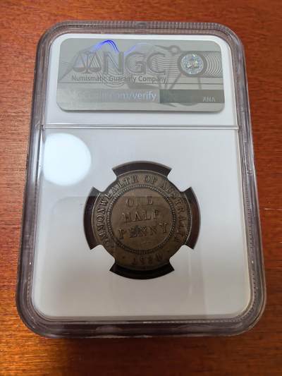 长老汇蛇年精选第二十三场拍卖 1934 澳大利亚乔治五世1/2便士铜币，NGC AU53BN