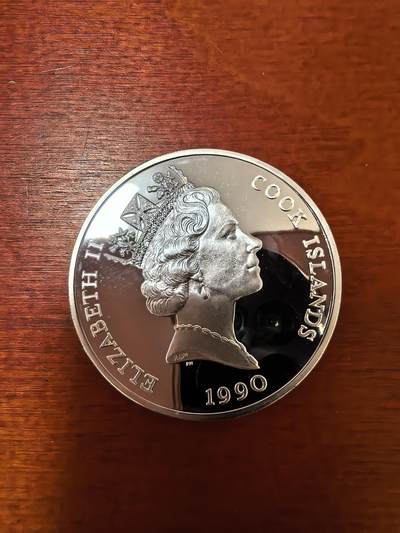 长老汇蛇年精选第二十三场拍卖 1990库克群岛濒危动物50元精制银币，19.4克925银