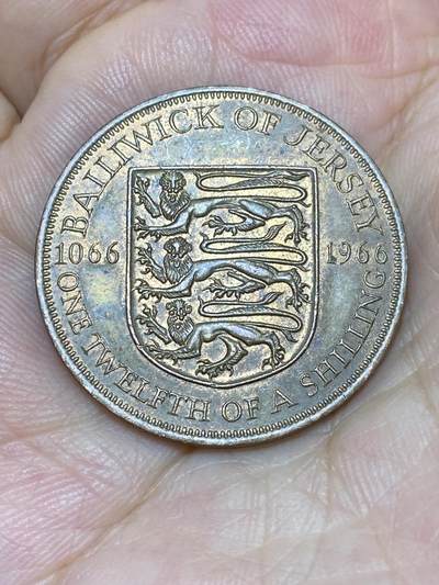 2025年第六十七场(总第九十三场）外国好品散币(免佣金) - 泽西岛🇯🇪1966年1/12先令(伊丽莎白二世青年带冠，诺曼征服900周年纪念币)