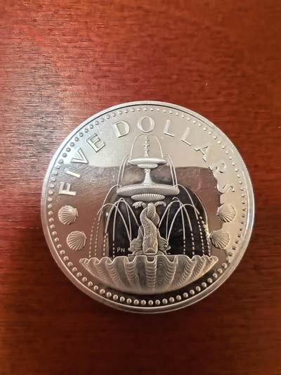 长老汇蛇年精选第二十三场拍卖 1974巴巴多斯5元精制银币，1盎司800银