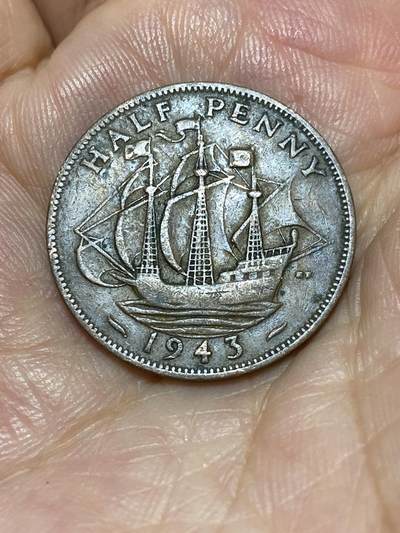 2025年第六十八场(总第九十四场）外国好品散币(免佣金) - 英国🇬🇧1943年半便士(乔治六世第一版，印度皇帝加字版)