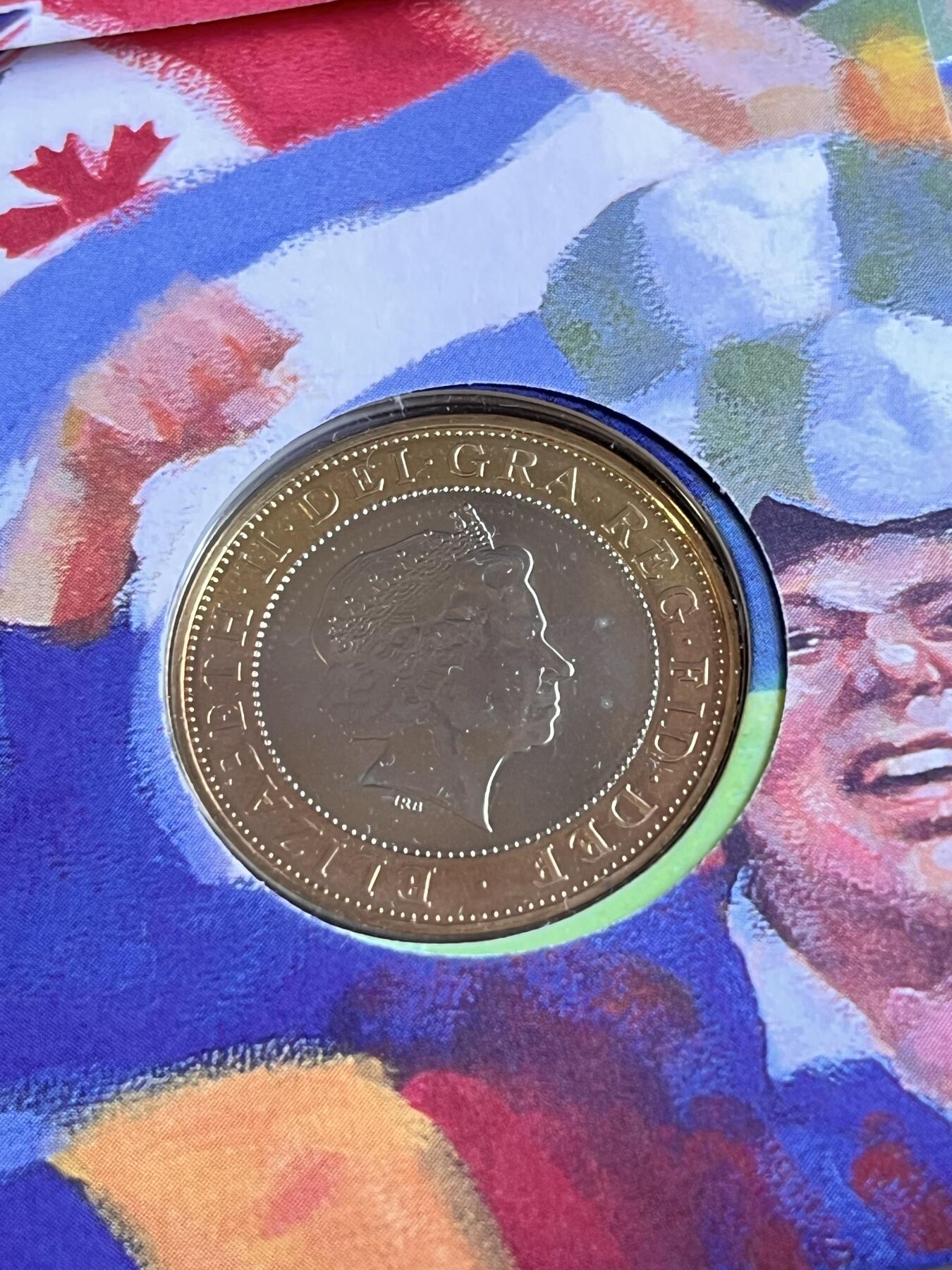 第166期拍卖【长期征集拍品】 卡装英国1999年橄榄球世界杯2英镑双色镀金纪念币