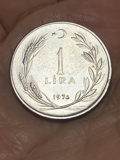 2025年第六十八场(总第九十四场）外国好品散币(免佣金) - 土耳其🇹🇷1974年1里拉(第五套第三版，不锈钢材质7g)