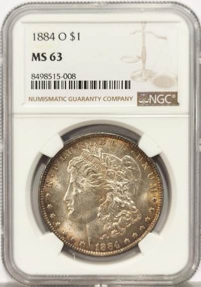 博洋堂世界钱币拍卖第131期（全场包邮） - NGC MS63 美国1884年O版摩根银币，币面干净利落，非常漂亮