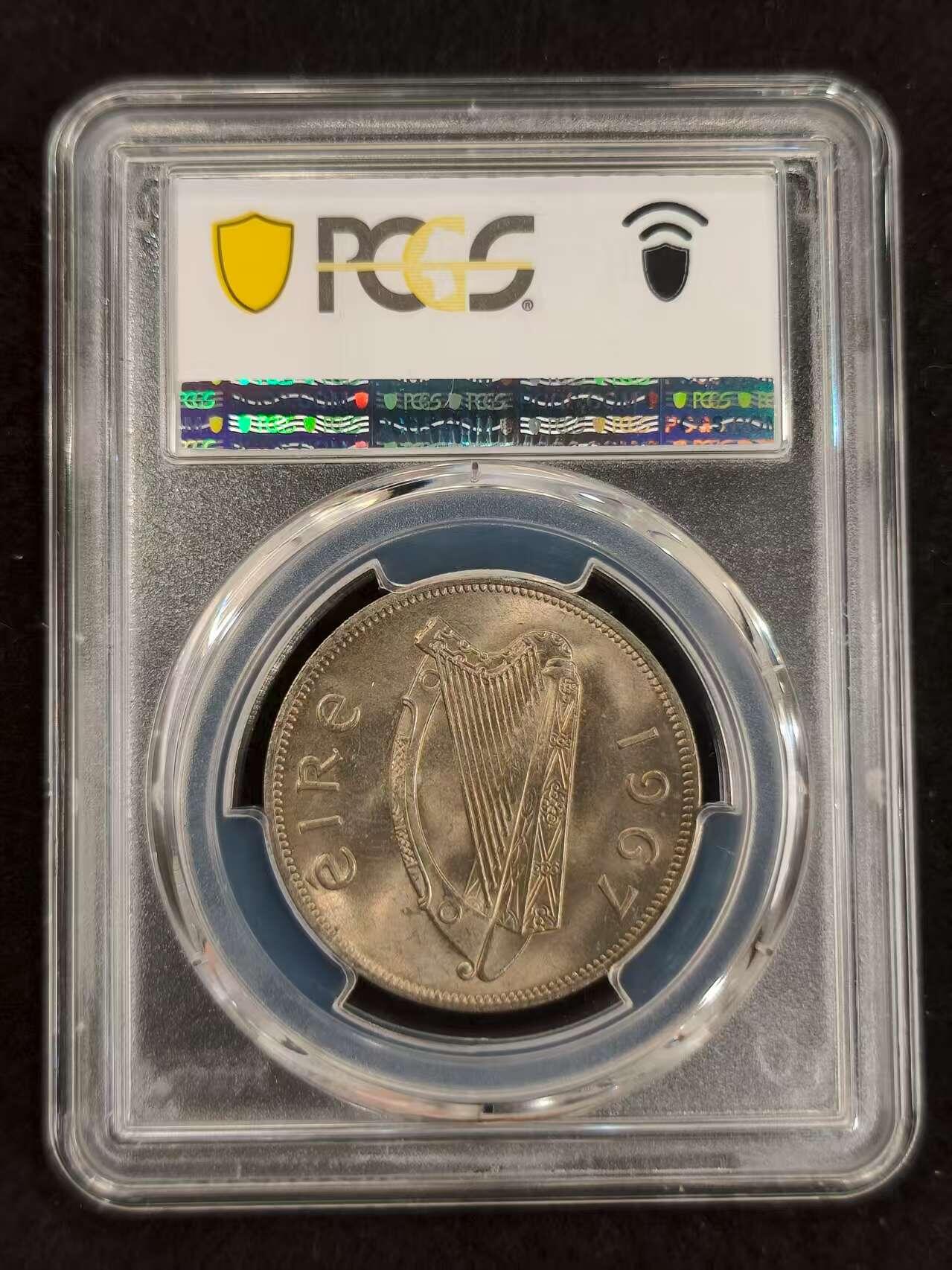 G&W世界散币，银币处理专场（第24场） PCGS-MS65  爱尔兰1967年1/2克朗
