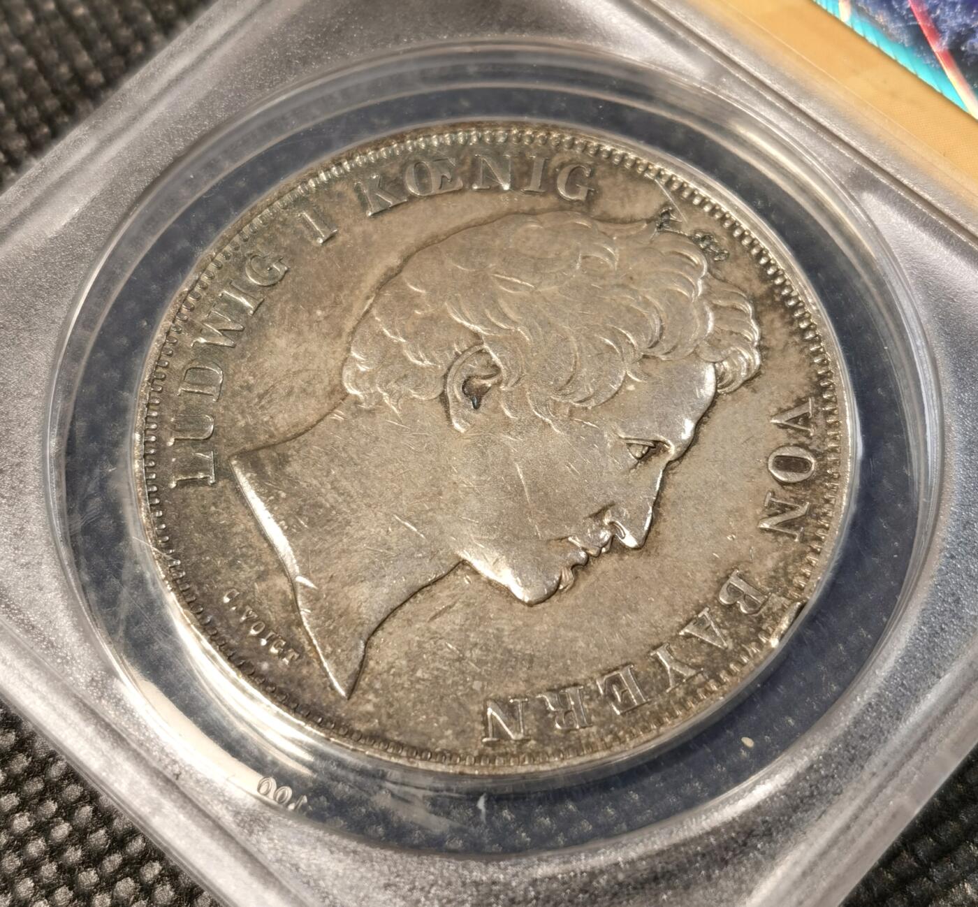  甄臻铺-世界币章拍卖（第25期），送拍享返佣金等优惠多多 ANACS-AU50 1842年巴伐利亚马克西米利安王储大婚纪念2泰勒，墨绿色炫彩透出幽静的感觉，老黄盒子