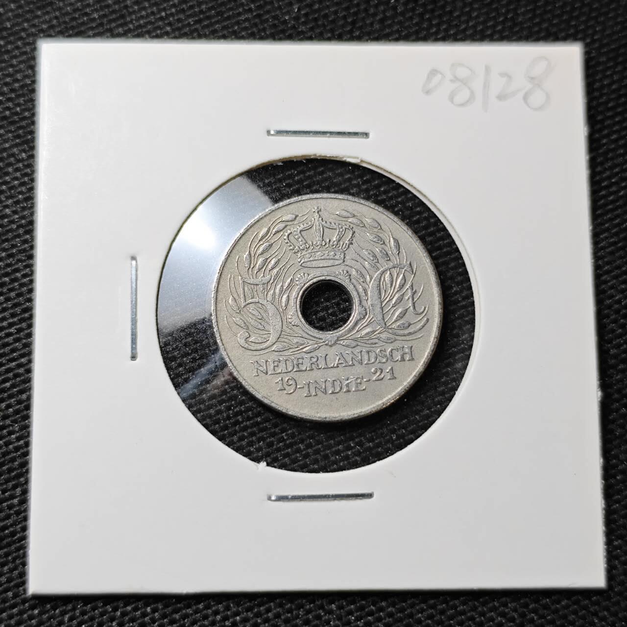 KK钱币收藏小铺 第308期 2月预留时间 周末发货 1921荷属东印度 5分镍币 底板干净 立体