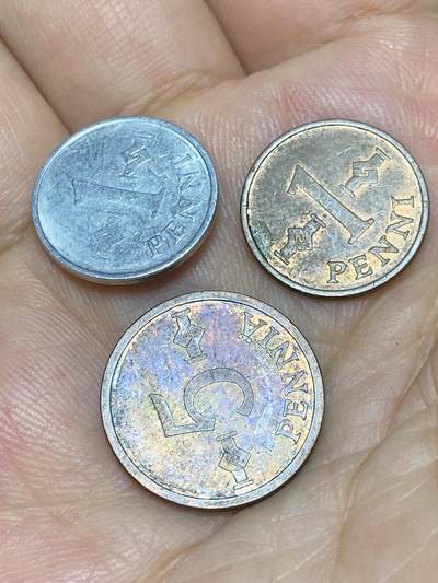 2025年第六十七场(总第九十三场）外国好品散币(免佣金) - 芬兰🇫🇮3枚：1963年、1974年1盆尼，1975年5盆尼