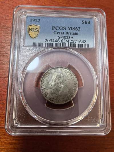 长老汇蛇年精选第二十三场拍卖 1922 英国乔治五世1先令银币，PCGS MS63